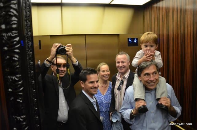Family in elevator