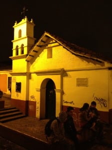 La Candelaria's El Chorro church by night