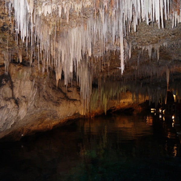 Chandelier formations in Crystal Cave.