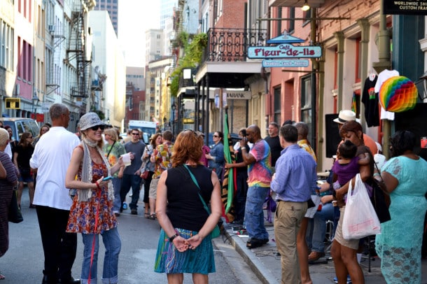 Impromptu performance and dancing in the streets of The French Quarter
