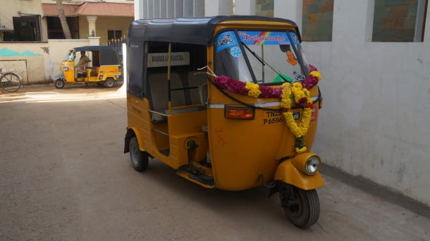 The Rickshaw, ready and waiting, out front of my ashram