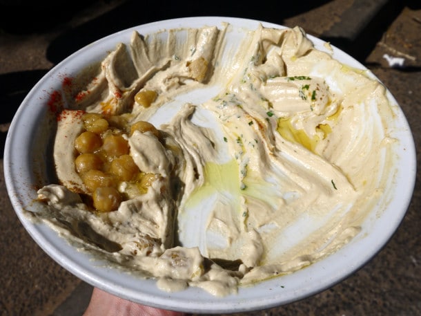 Mostly devoured hummus Hummus-Abu-Hassan