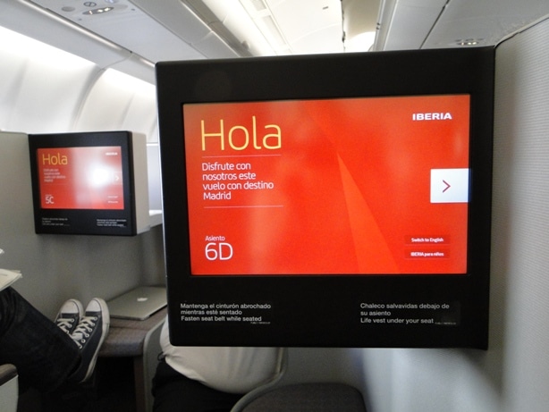 The larger inflight entertainment screens in Iberia's Business Plus cabin