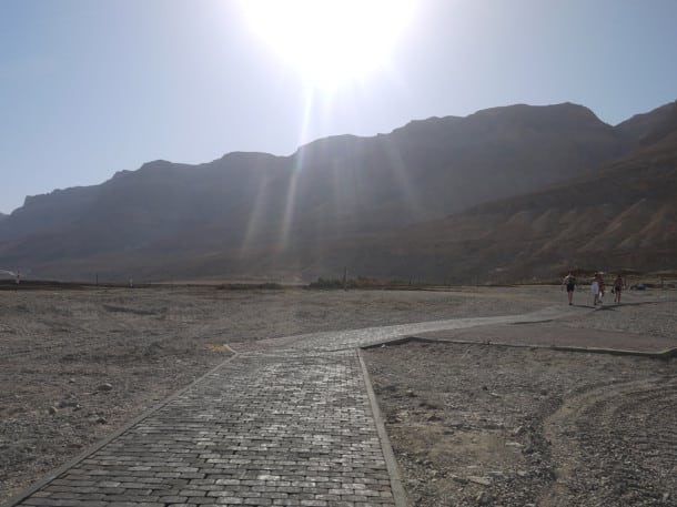 A blazing sun heats the pathway to The Dead Sea