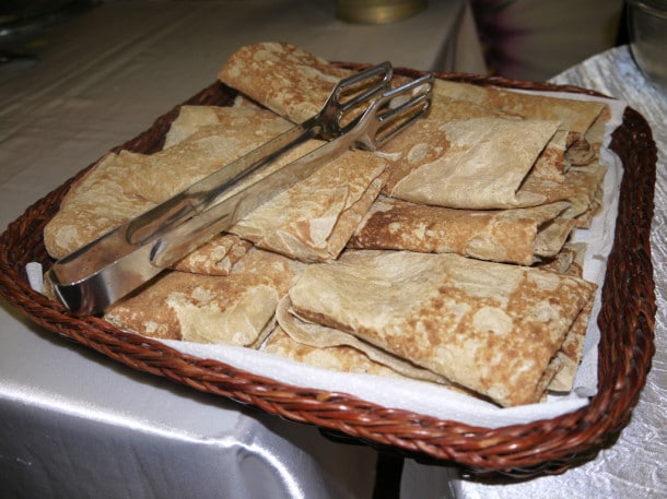 Thin flatbread, ready for dipping at Nora's Kitchen