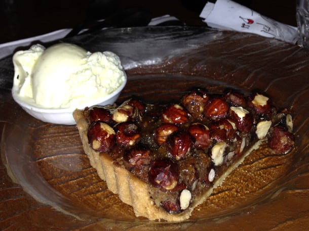Irresistible chocolate hazelnut pie with vanilla ice cream at Link restaurant