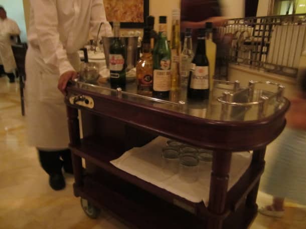 Drink cart in the restaurant
