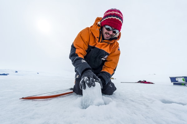 Michael pulling up ice core samples
