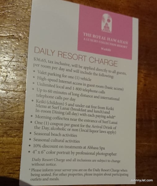 Royal Hawaiian Hotel resort charge