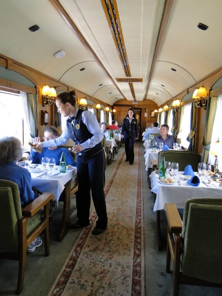 Lunch service in the dining car