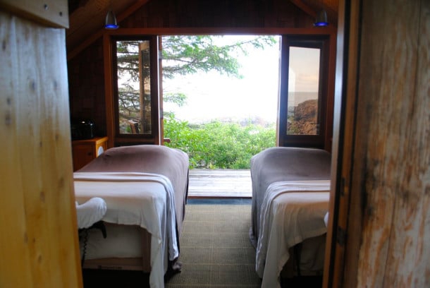 Ancient Cedars Spa's couple's massage room