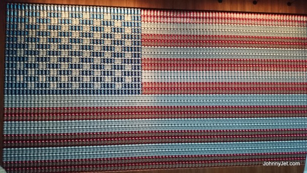 Dream Downtown American Flag made from beer cans