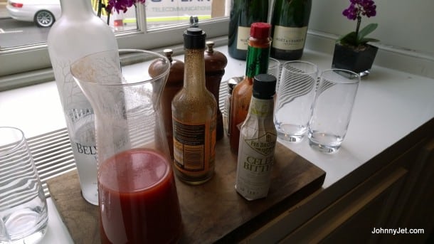 Blythswood Square bloody mary's at the breakfast buffet