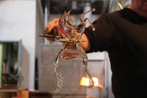 We asked this glassmith to make a horse. It took less than 10 minutes as he crafted this before our very eyes. I guess this comes natural if you've been glass blowing since age 6.
