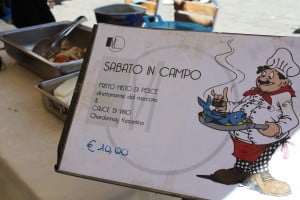 What a deal. Seafood plate and glass of white wine for €10 at the Rialto Market.