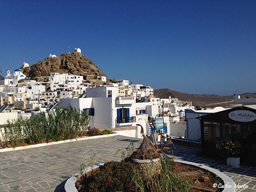 Blue and white houses full of beauty in Chora, Ios
