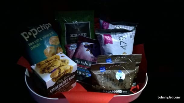 Virgin America's First Class snack basket
