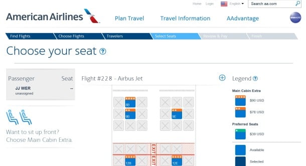 American Airlines New A321 Prices For Main Cabin Extra