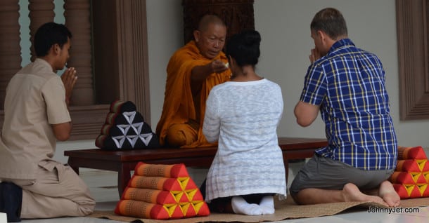 Monk blessing at Anantara Angkor Resort