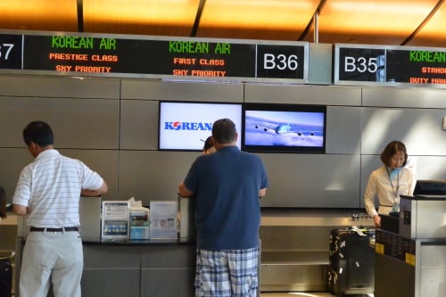 Business class check-in counter