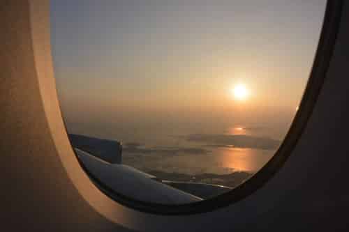 First sight of South Korea and a sunset!