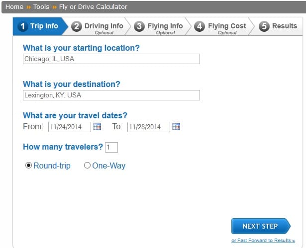 Fly or Drive step 1
