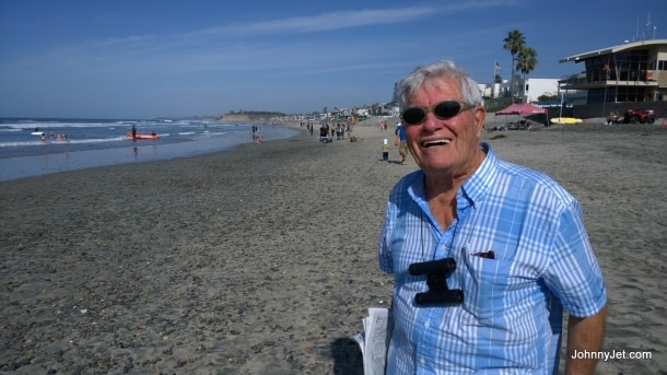 My dad outside of Jake's Restaurant