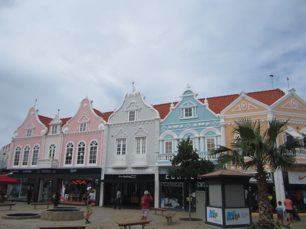 Downtown Oranjestad, Aruba, with traditional Dutch architecture