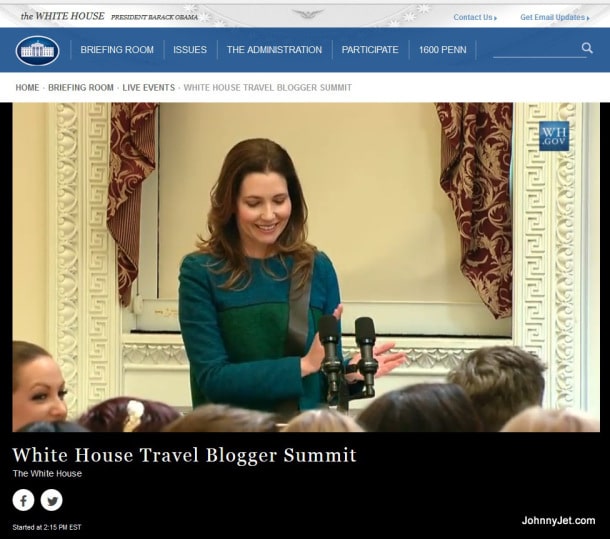 Watching the White House Travel Bloggers Summit 