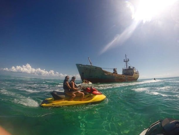 The ghost ship on our wave runner tour