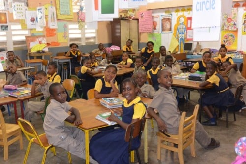 Children in classroom at Boscobel Primary School