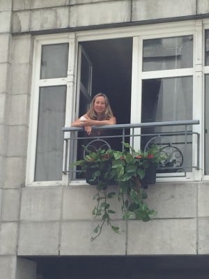 Georgie Jet hanging out at Le Saint-Sulpice