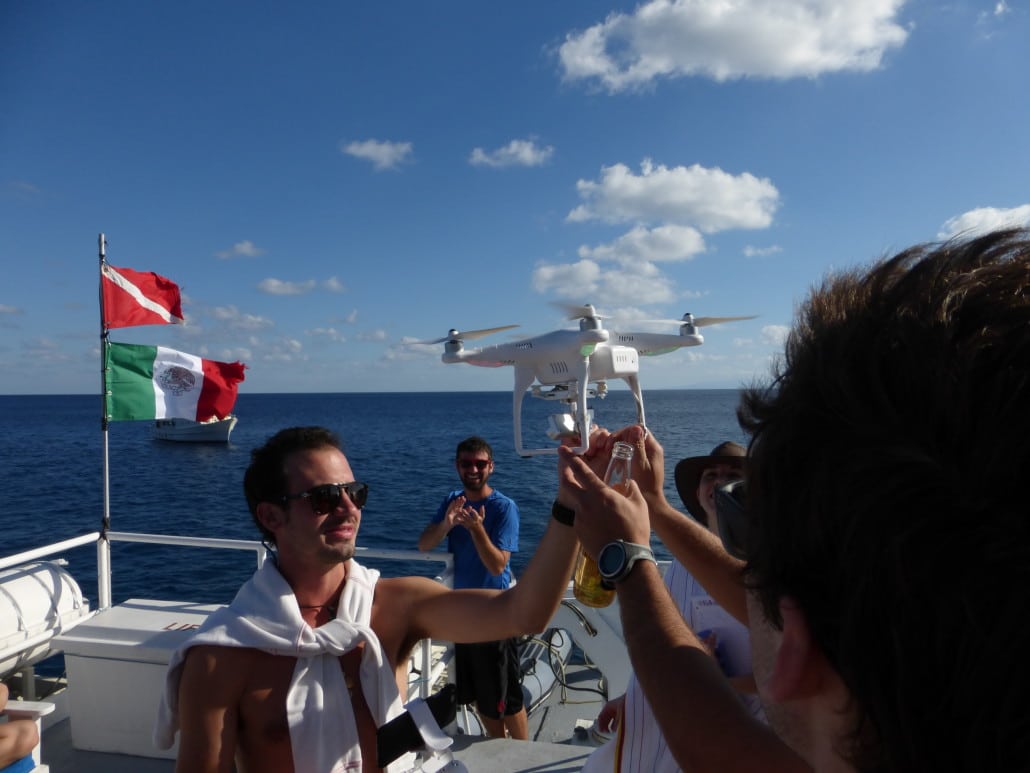 The drone, just before its first and last flight of our trip (Credit: Noah Bleicher)