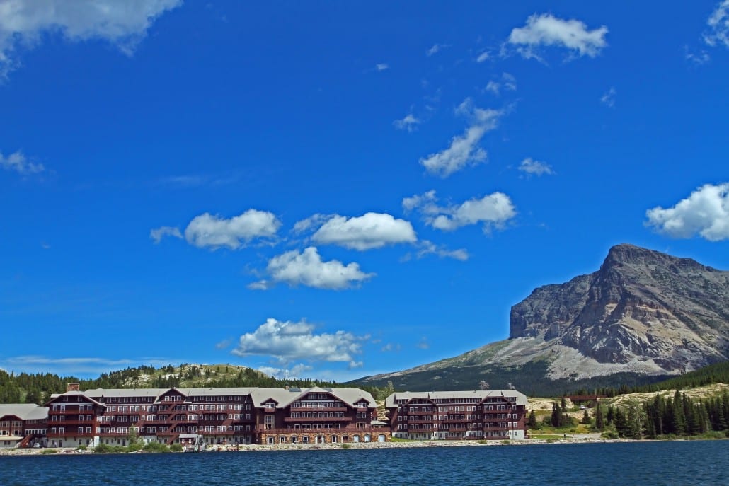View of Many Glacier Hotel from excursion boat (Credit: Bill Rockwell)