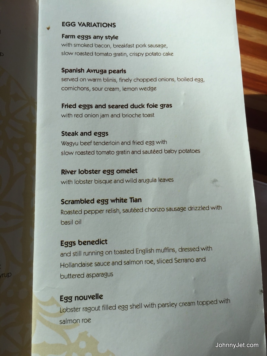 St Regis Bali breakfast menu
