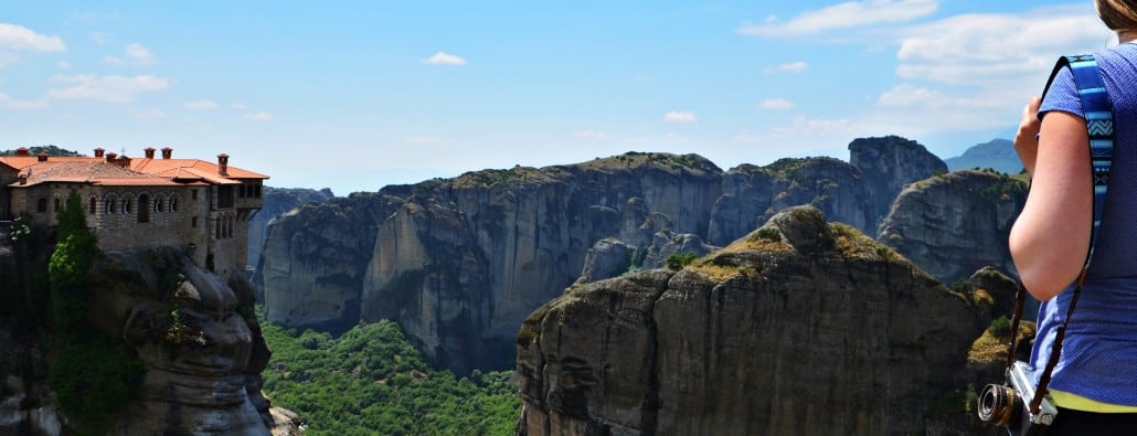 An iMo camera strap in Meteora, Greece