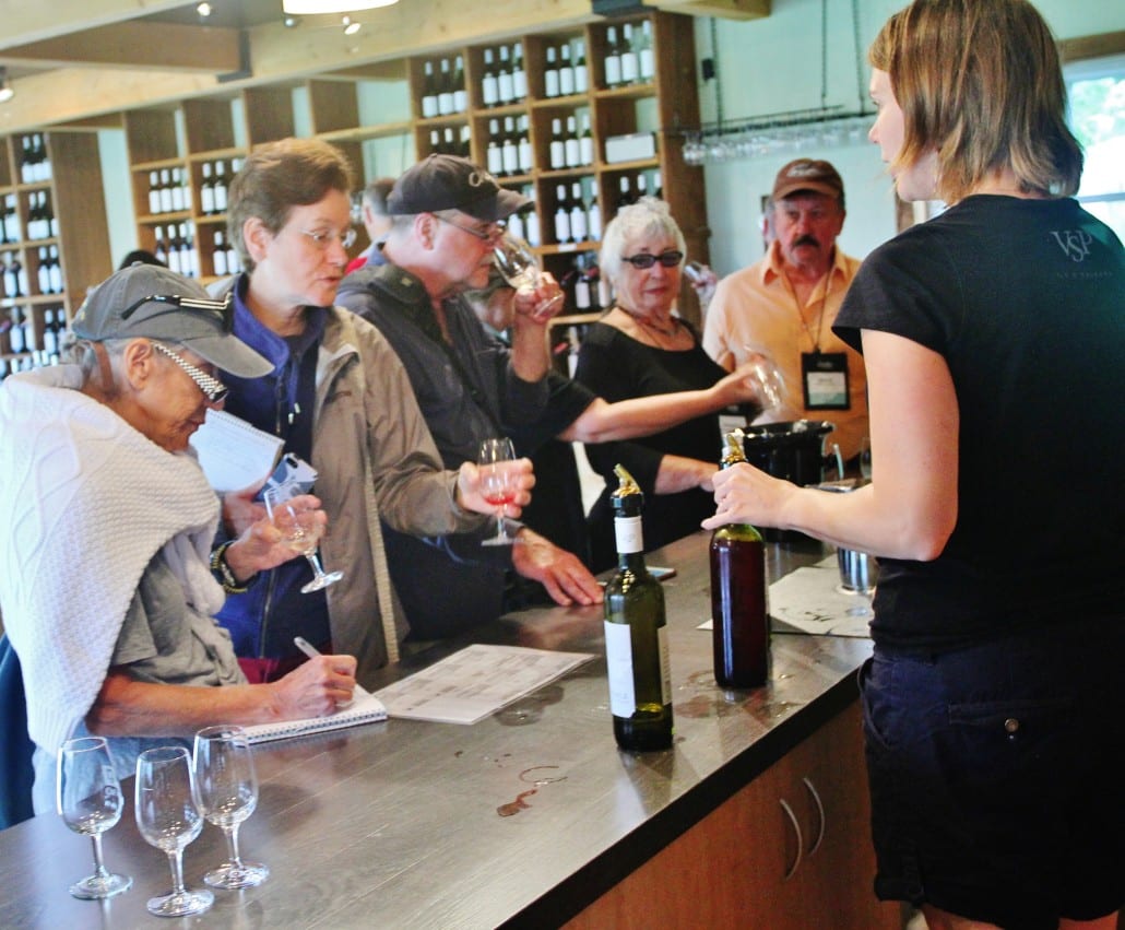 Sampling blackcurrant wine at Cassis Monna (Credit: Bill Rockwell)