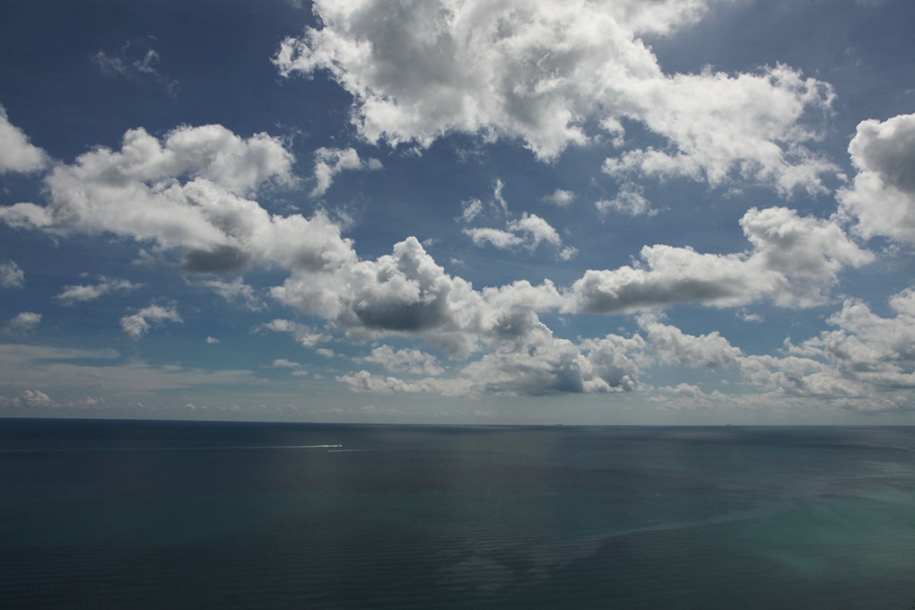 Nothing but blue skies from the patio of an ocean-side room