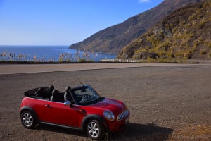 The MINI enjoying the open road and scenic PCH views