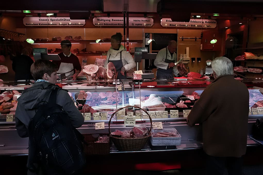 A butcher as an open market