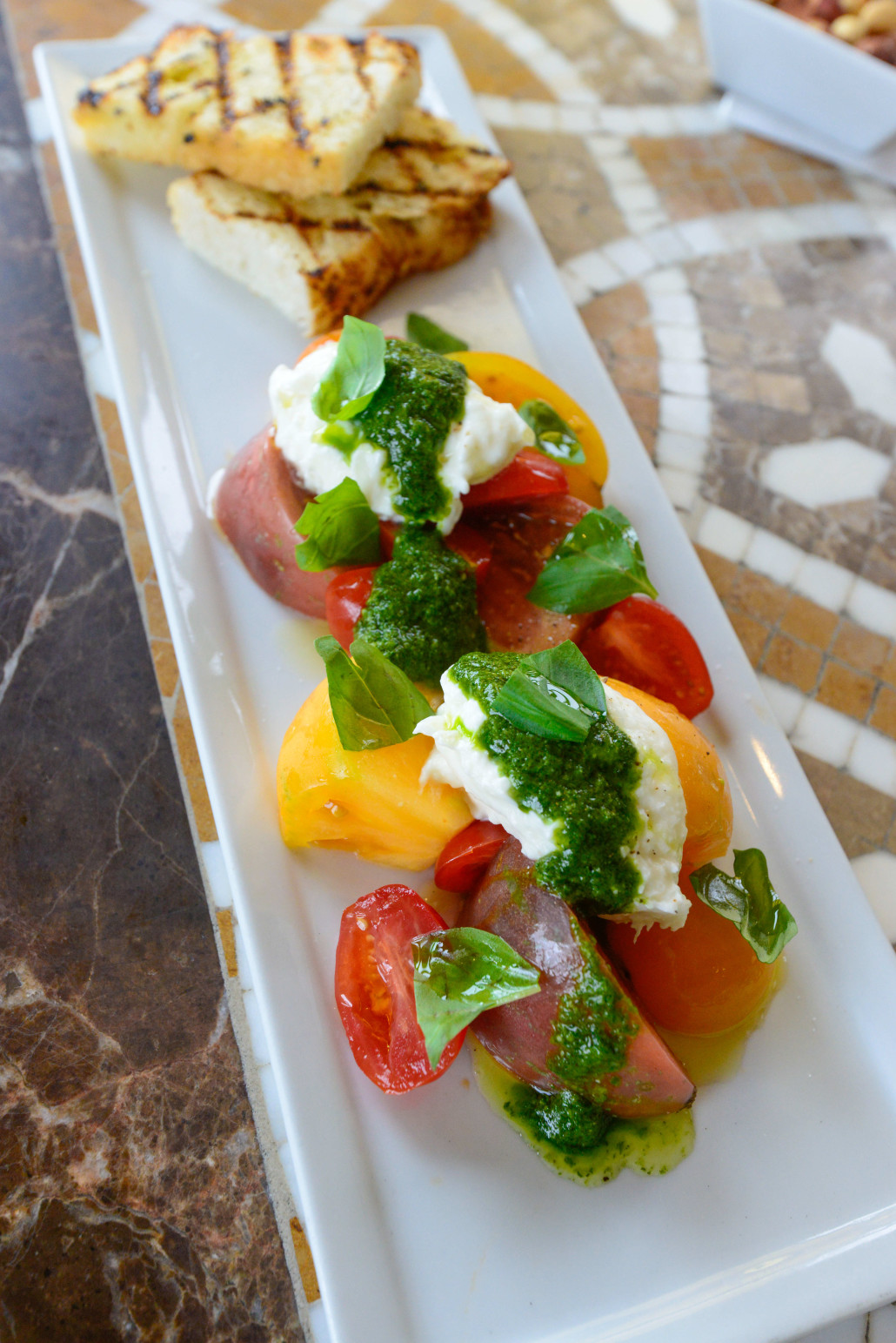 Tomatoes and burrata at Lobby Bar