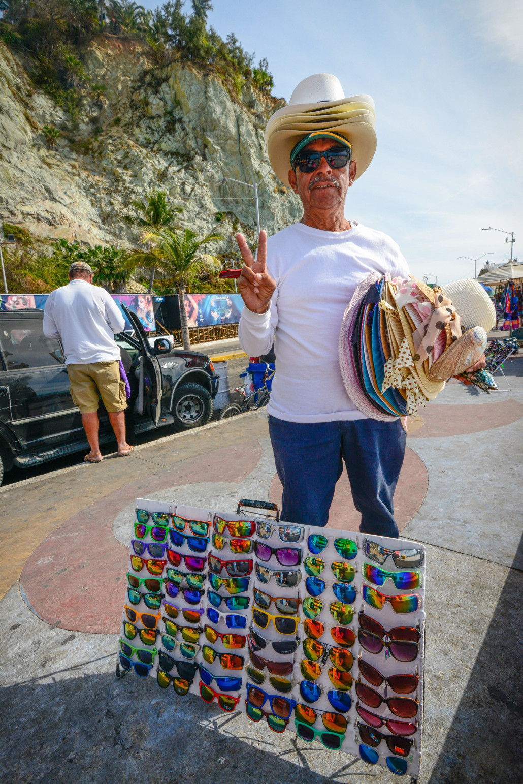 Man with many hats: just one of the delightful vendors I met in Mazatlán