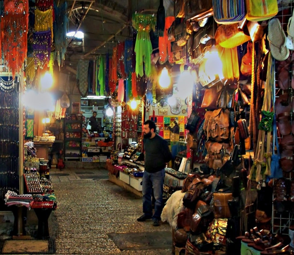 Inside a store in the Arab Souk along the Via Dolorosa