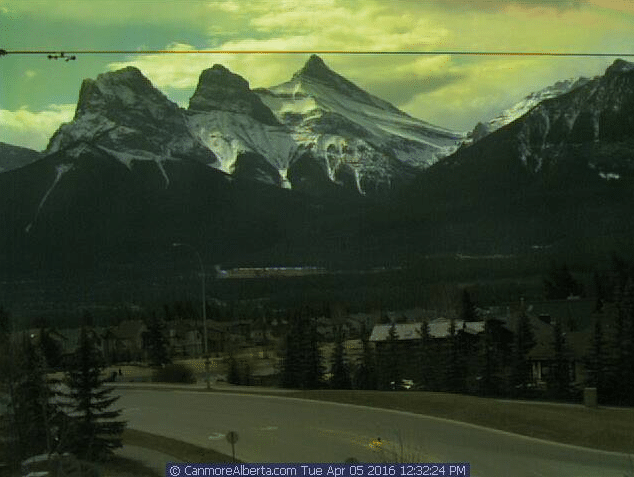 Screenshot from canmorealberta.com/webcams/three-sisters