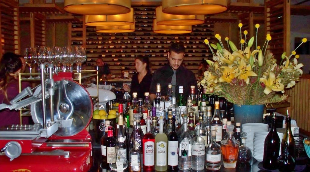 The bar at Herbert Samuel restaurant in Tel Aviv