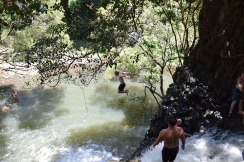 People jumping off Twin Falls