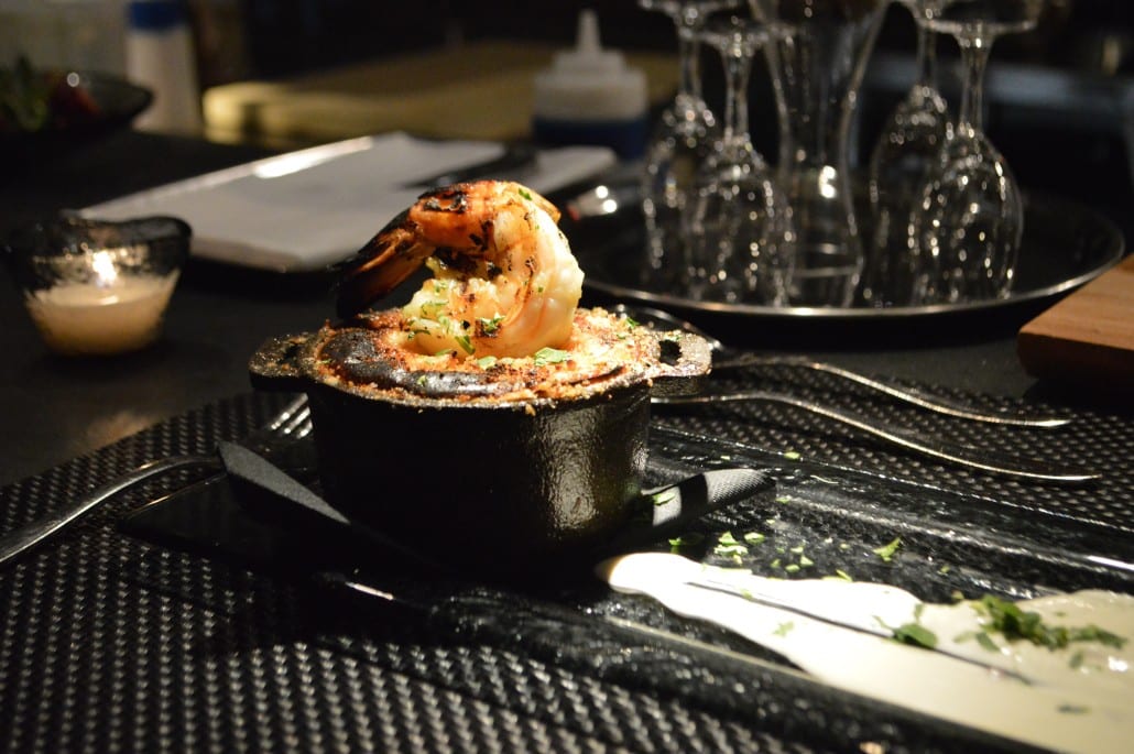 "Cast Iron Seafood Pot Souffle" at Theo's