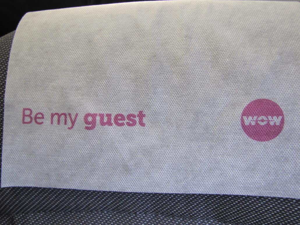 Lean back and relax: WOW’s in-flight messages include ones like this
