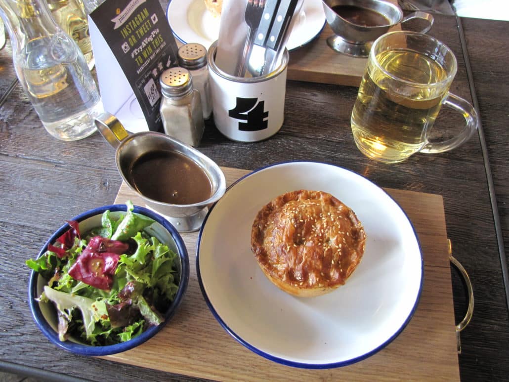 Lunch at Pieminister, a local chain that is restoring dignity to the humble British pie