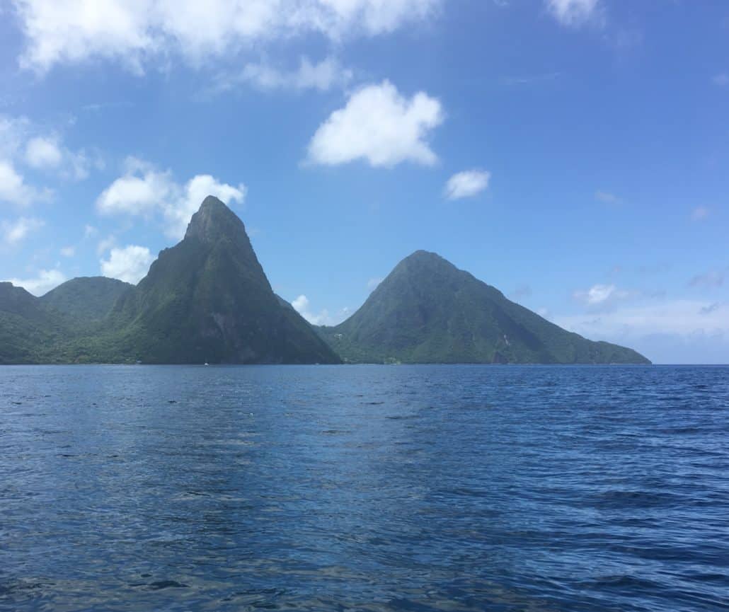 Boating towards the Pitons